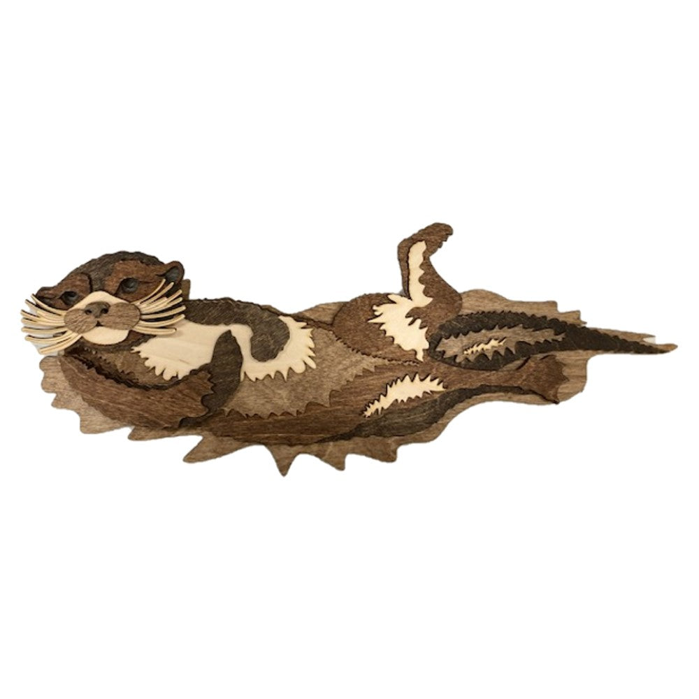 Laser-cut Wood Floating Sea Otter