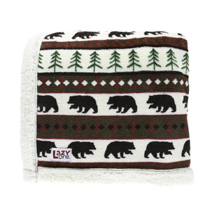 Bear Fair Isle Sherpa Throw Blanket