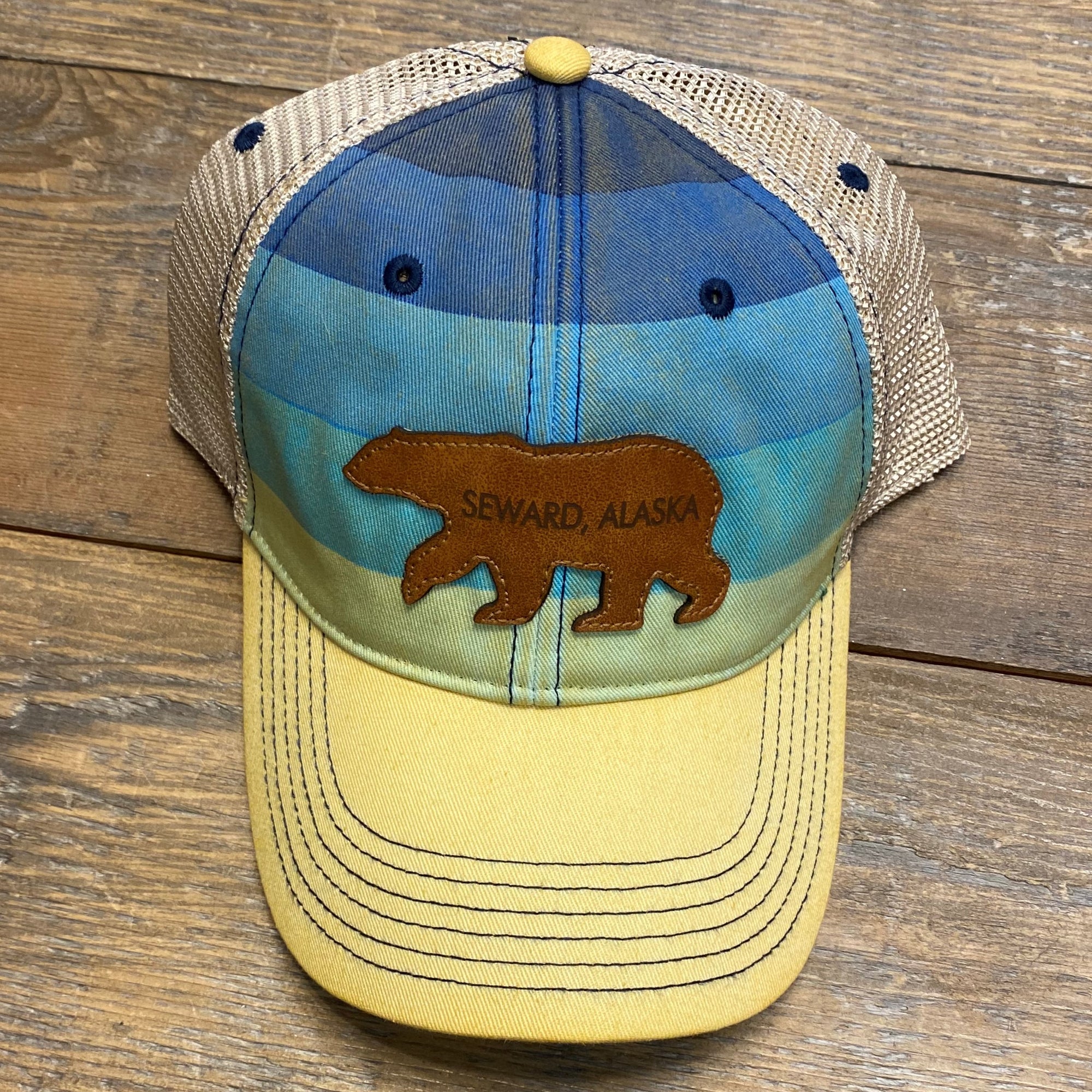 Bear Patch Leather Trucker Hat