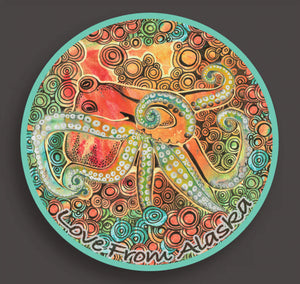 Octopus Circle Sticker