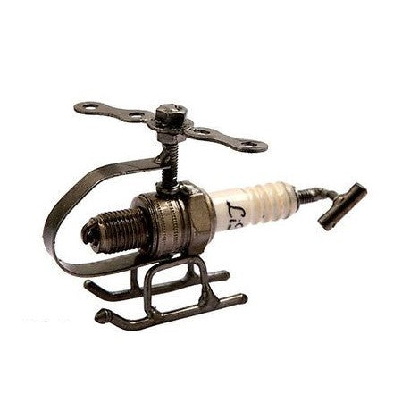 Spark Plug Helicopter Metal Figurine