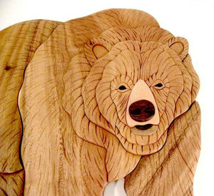 Standing Brown Bear - Wood Intarsia Wall Hanging