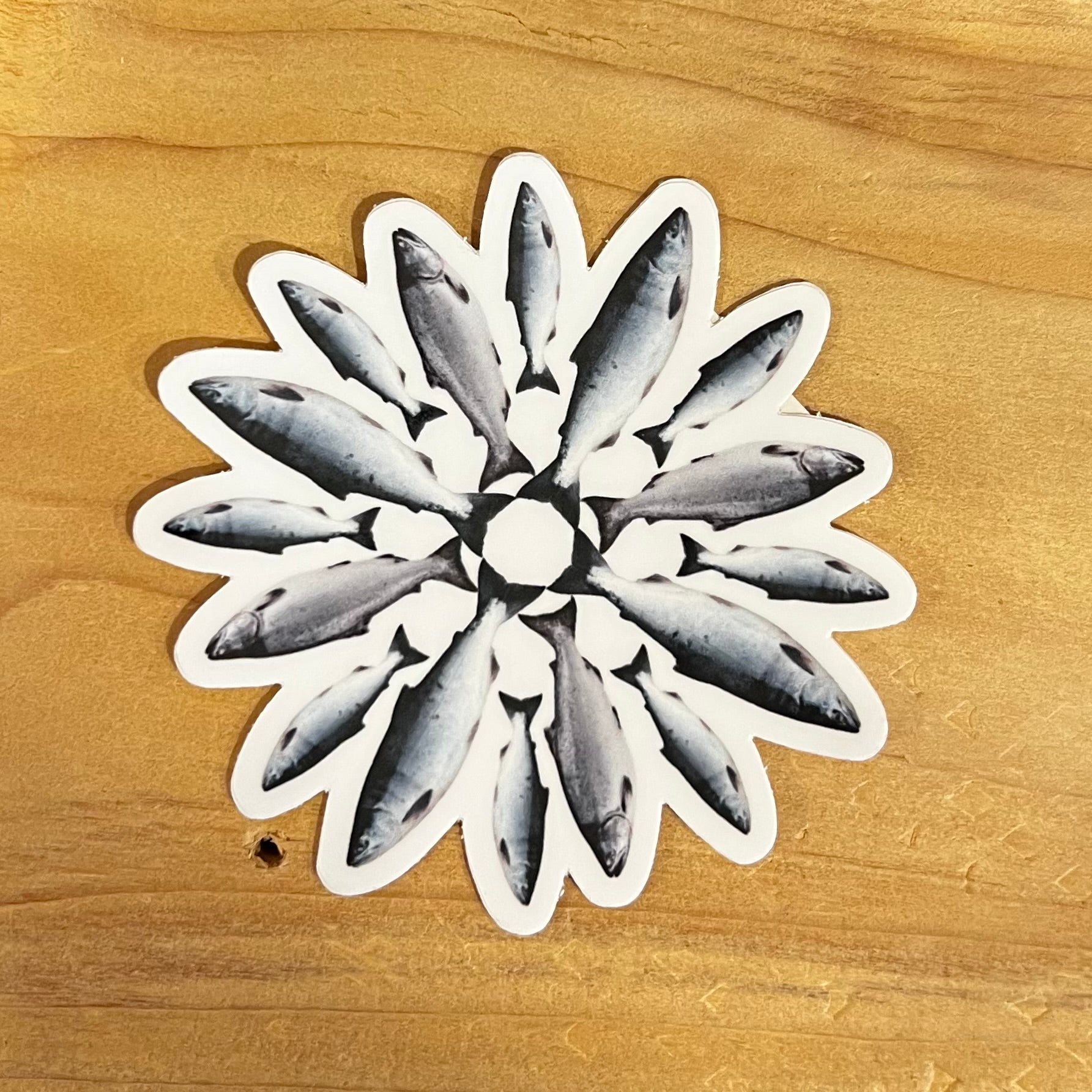 Silver Salmon Mandala Sticker