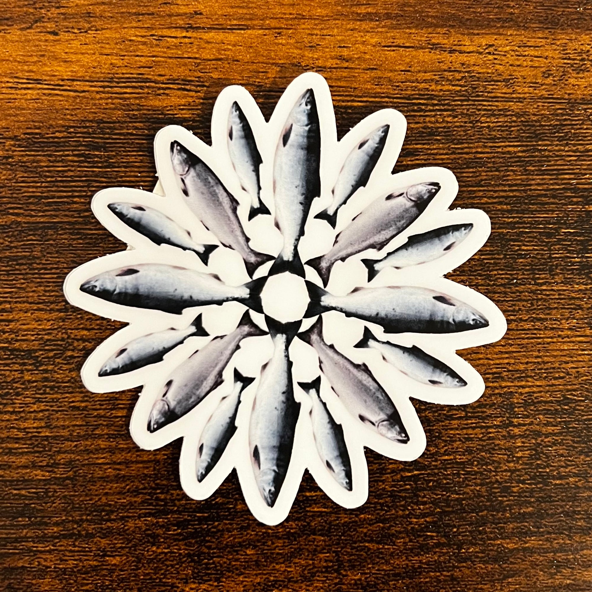 Silver Salmon Mandala Sticker