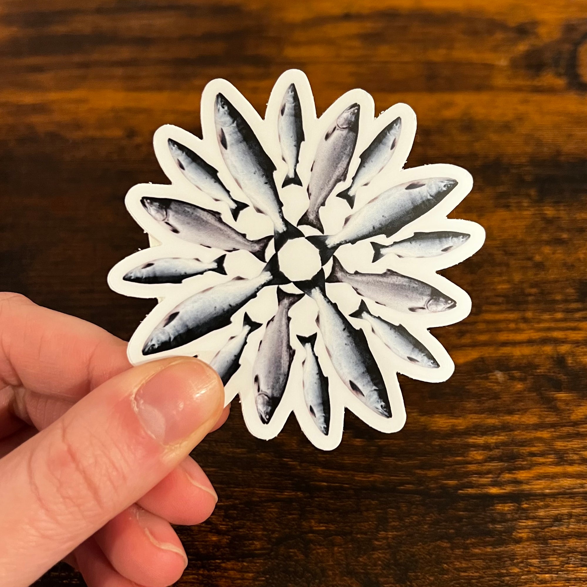 Silver Salmon Mandala Sticker