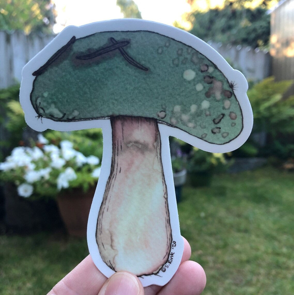 Green Caped Mushroom Sticker