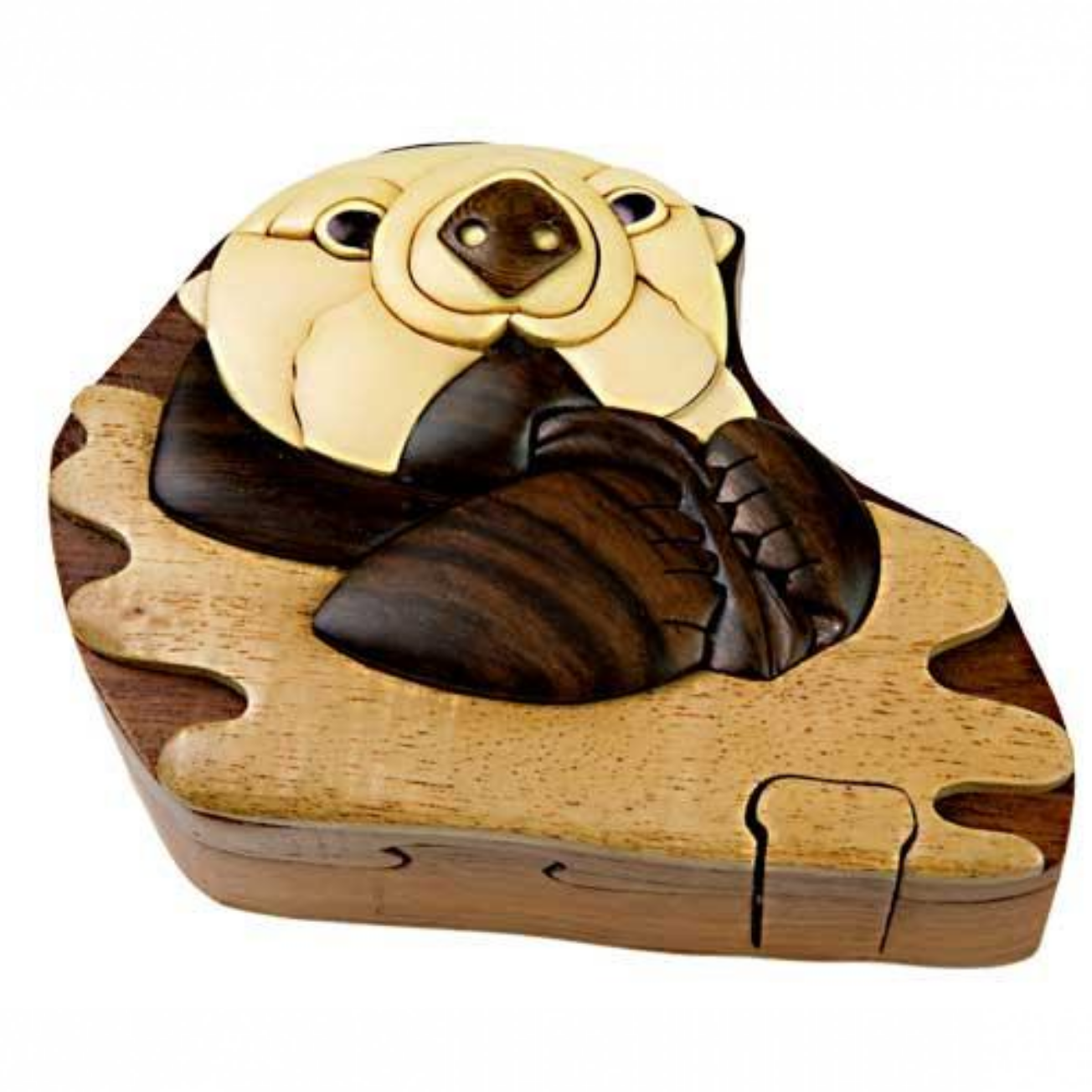 Otter Intarsia Wood Puzzle Box