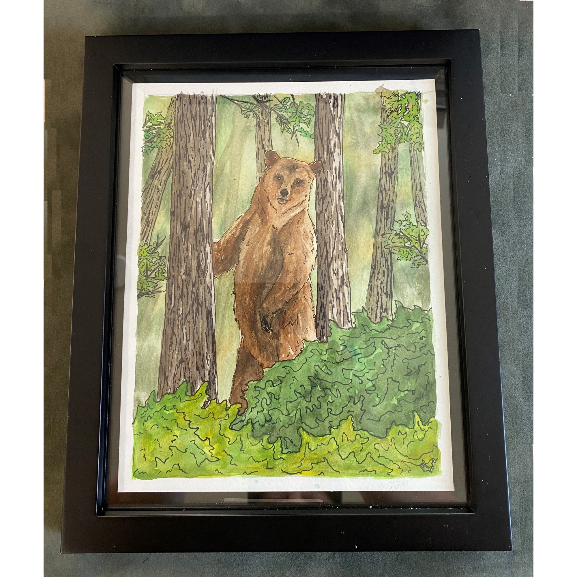 Grizzly Forest Framed Original 8x10