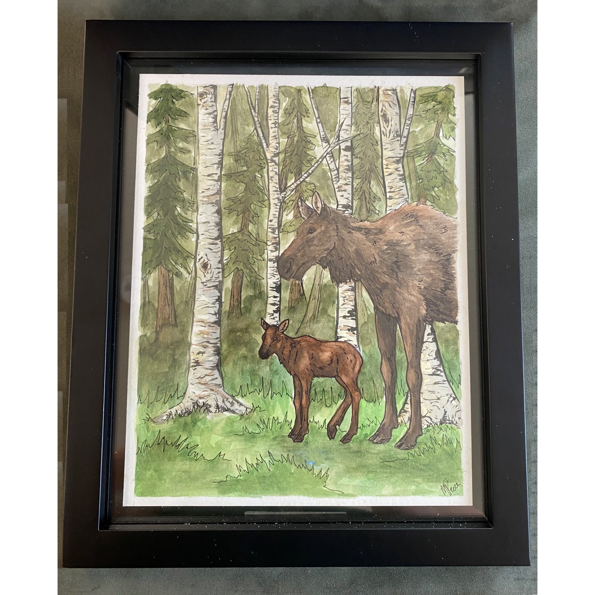 Spring Time Moose Framed Original 8x10