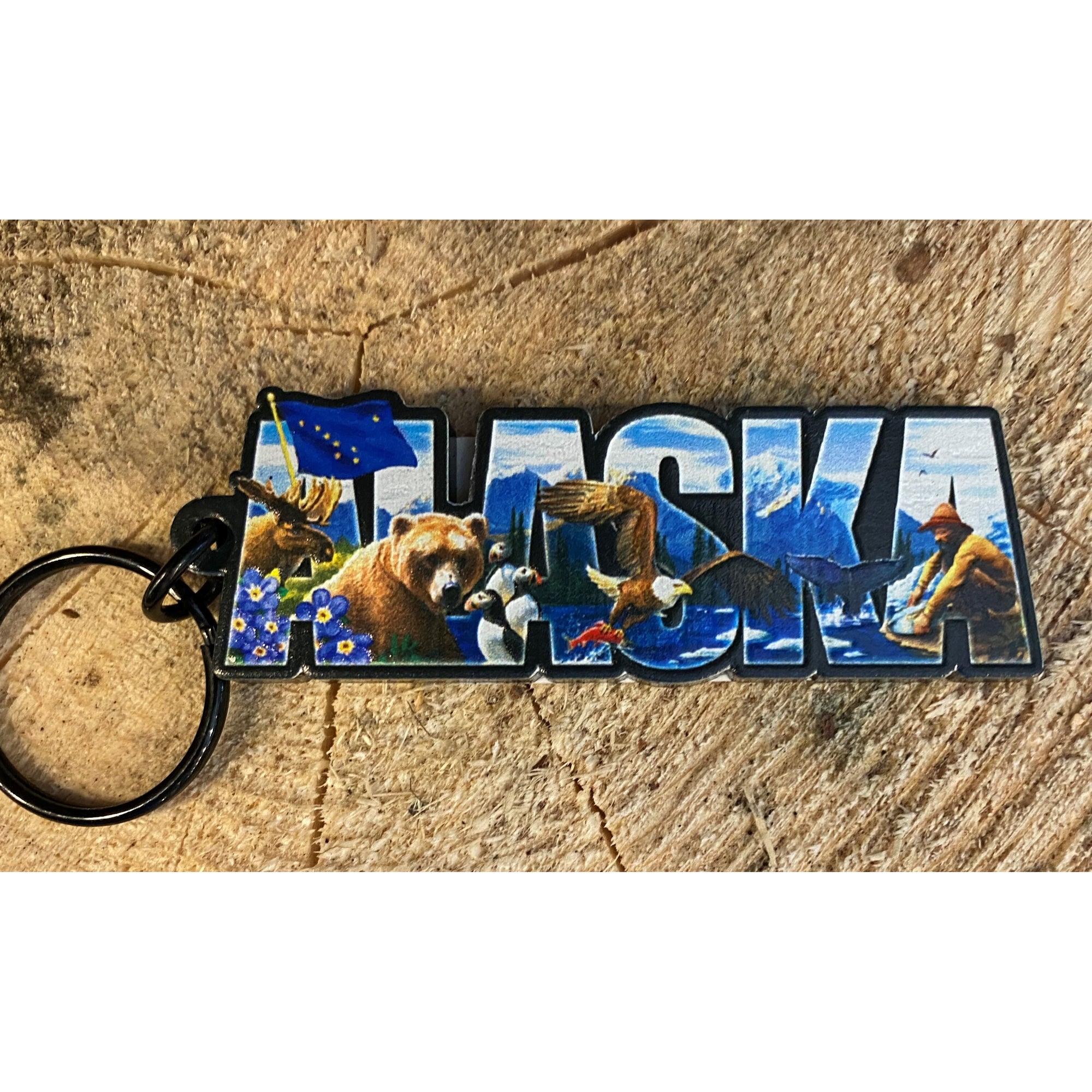 Alaska Word Collage Keyring