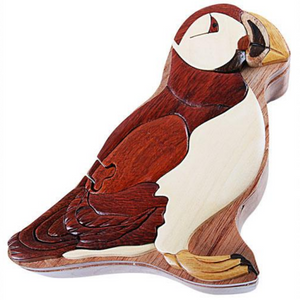 Puffin Intarsia Wood Puzzle Box