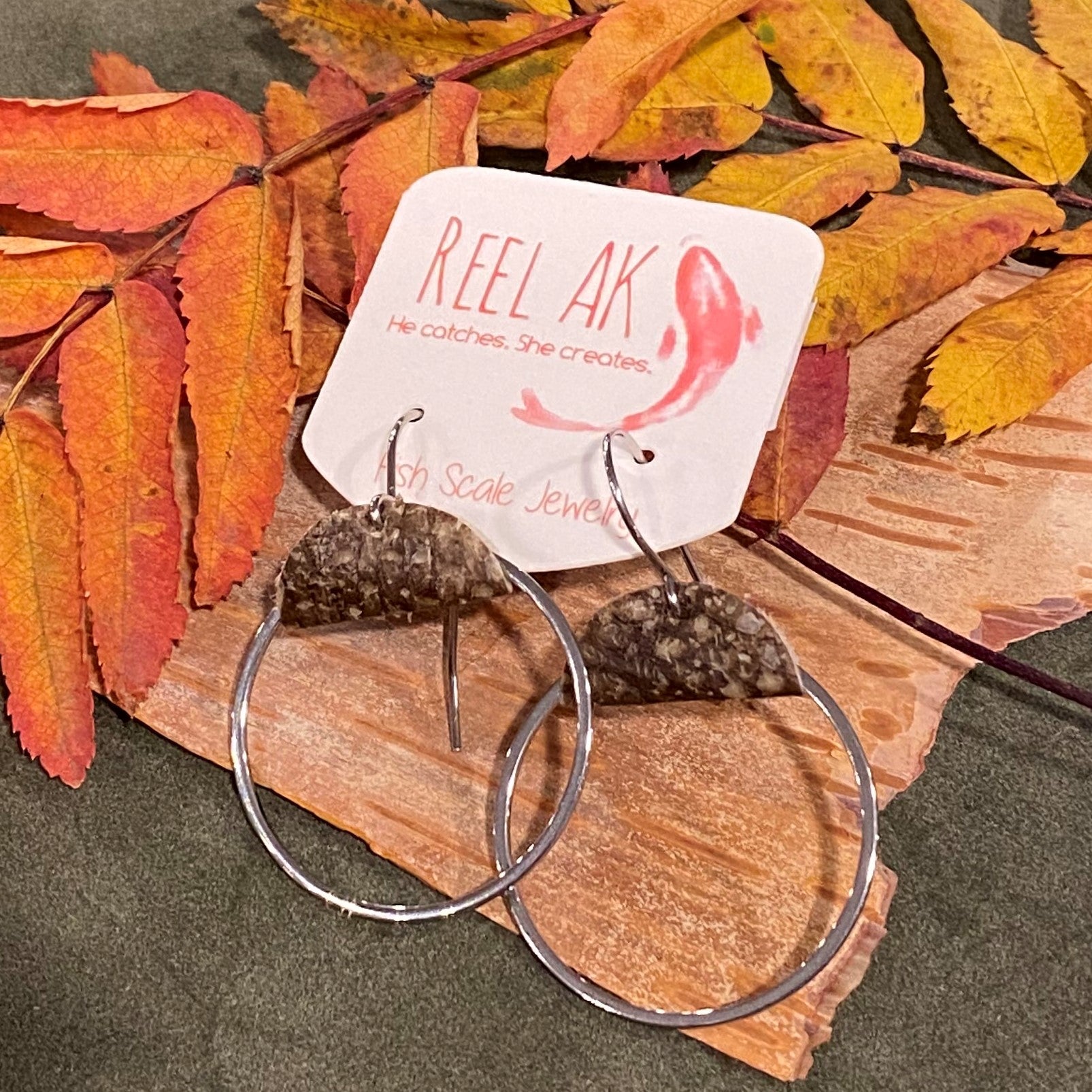 Halibut Leather Circle Earrings