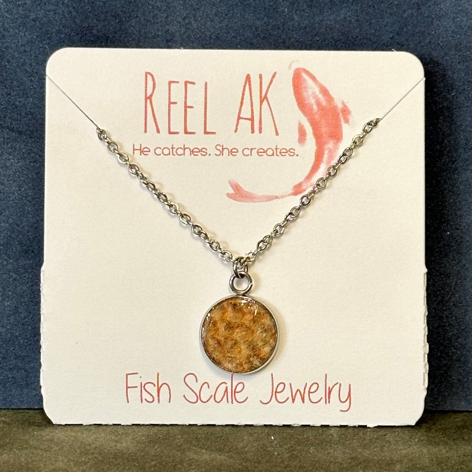 Salmon Pendant Necklace - 12mm