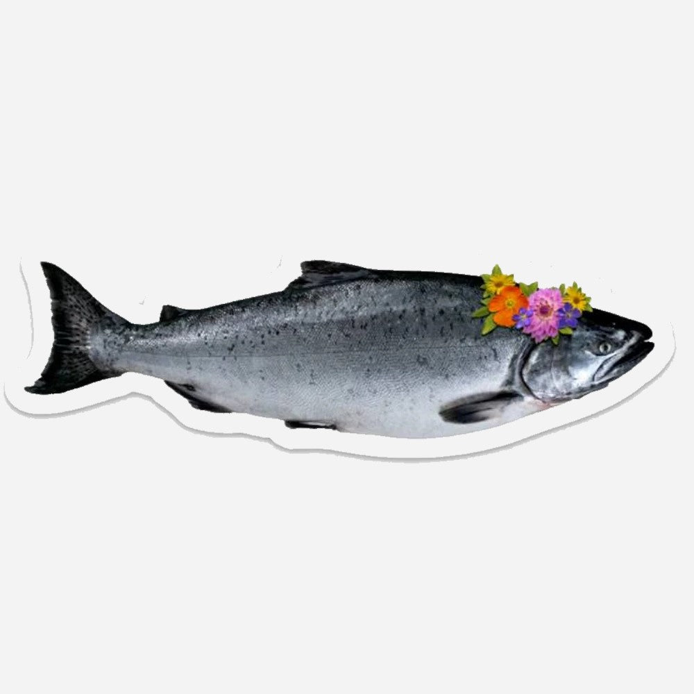 Salmon with Floral Crown Sticker