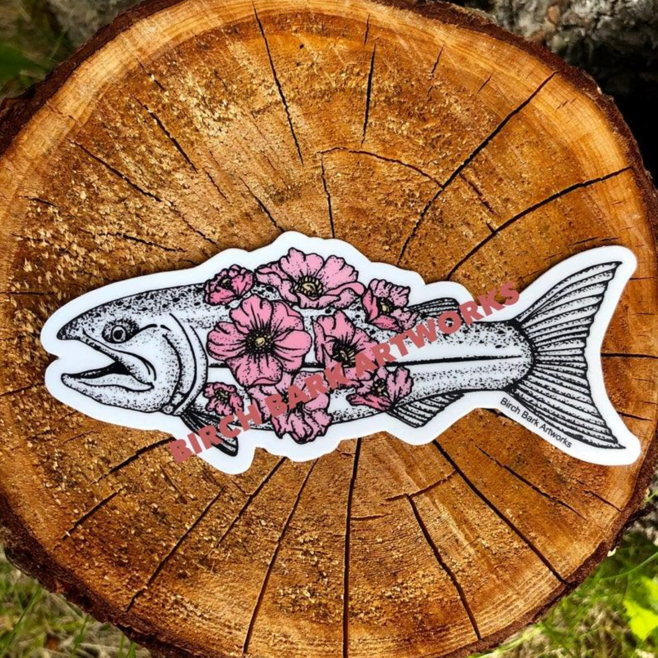 Salmon Flower Sticker