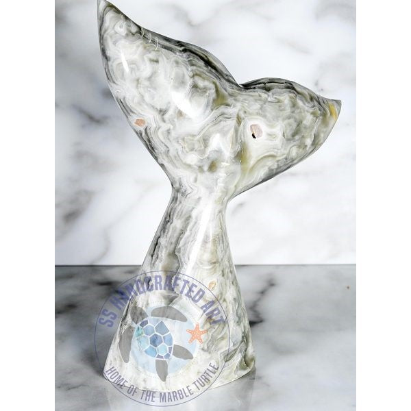 Marble Whale Tail Figurine
