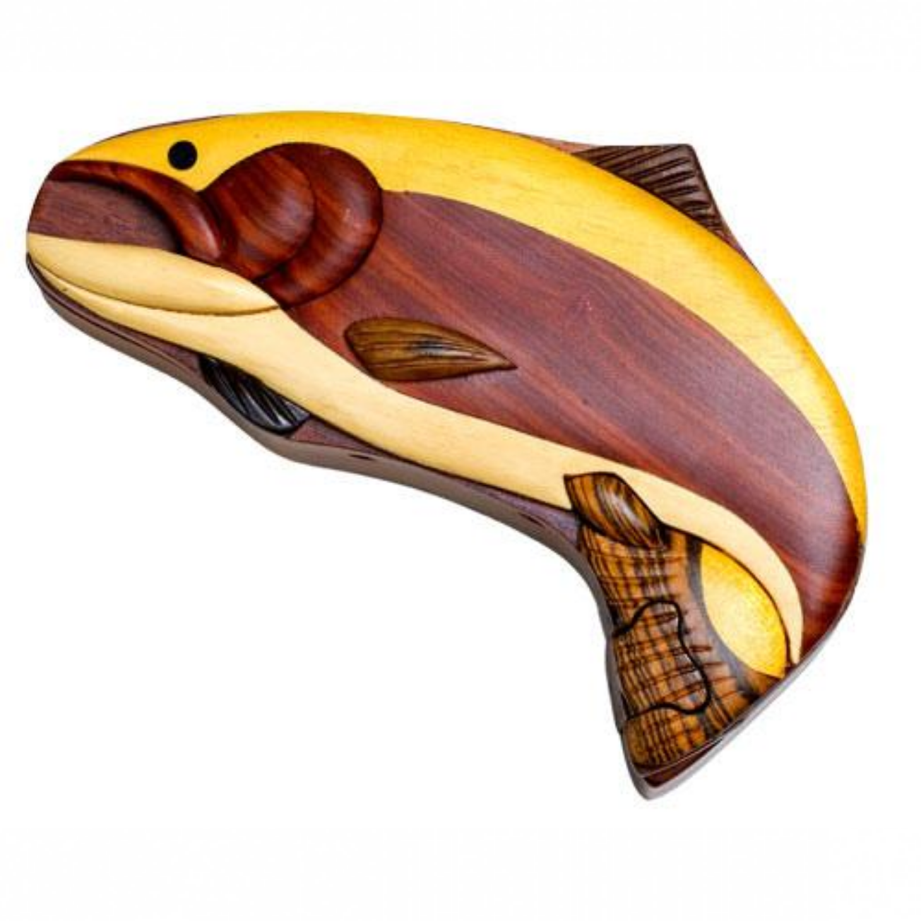 Salmon Intarsia Wood Puzzle Box
