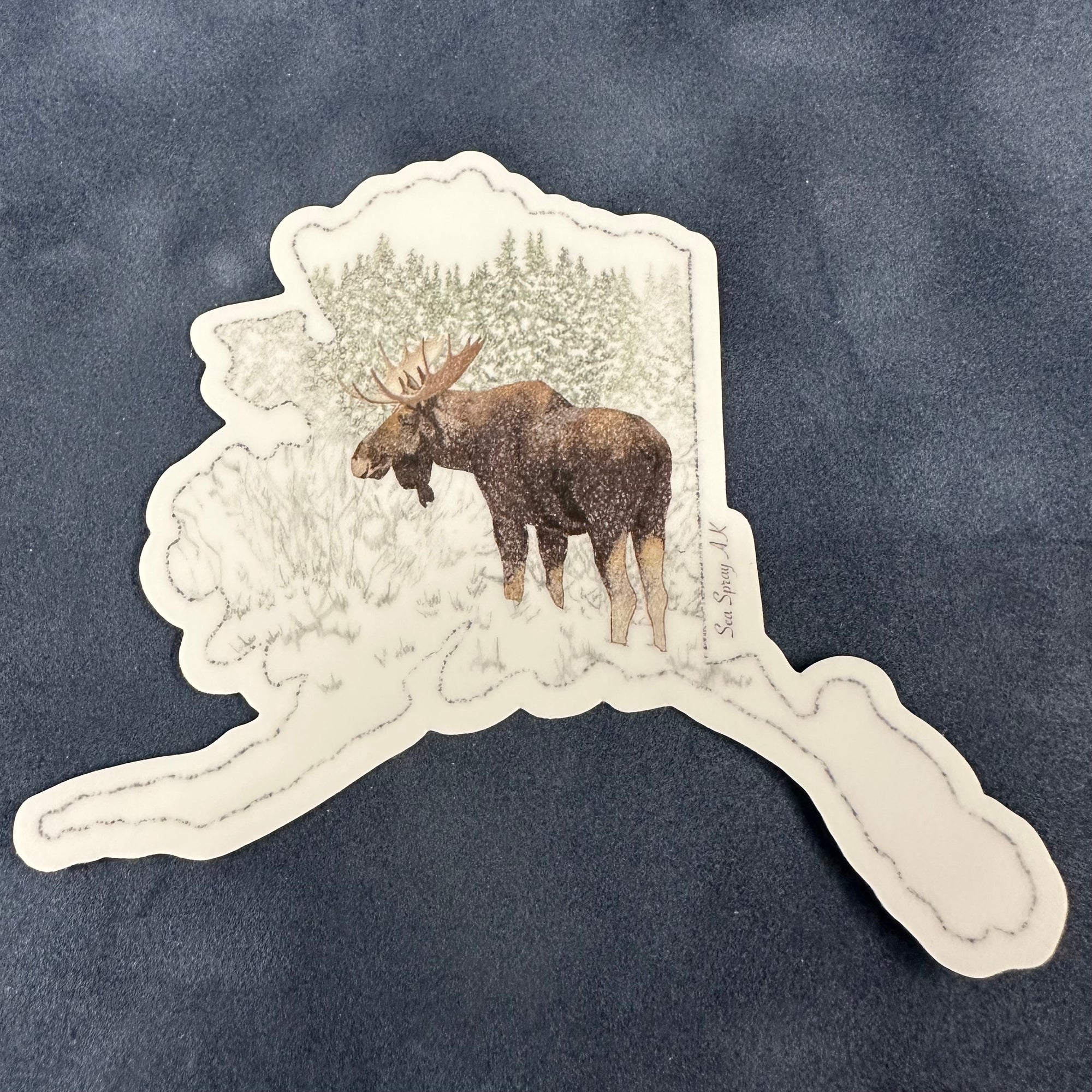 AK Winter Moose Sticker