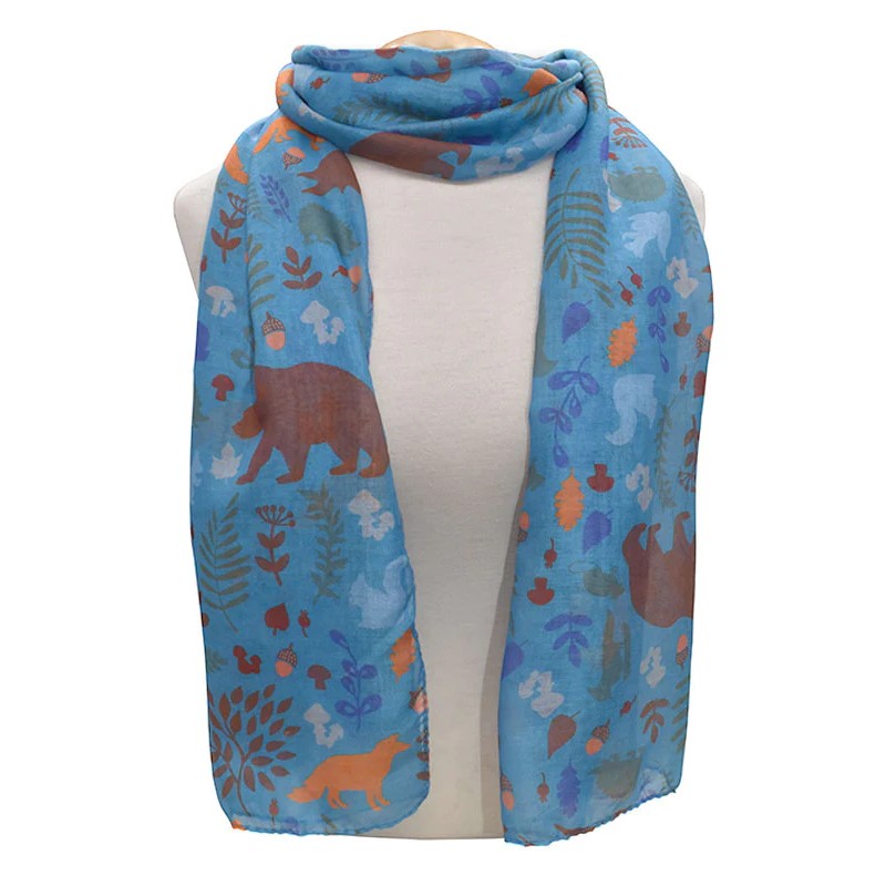 Forest Animals Yale Blue Scarf