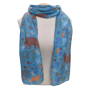 Forest Animals Yale Blue Scarf