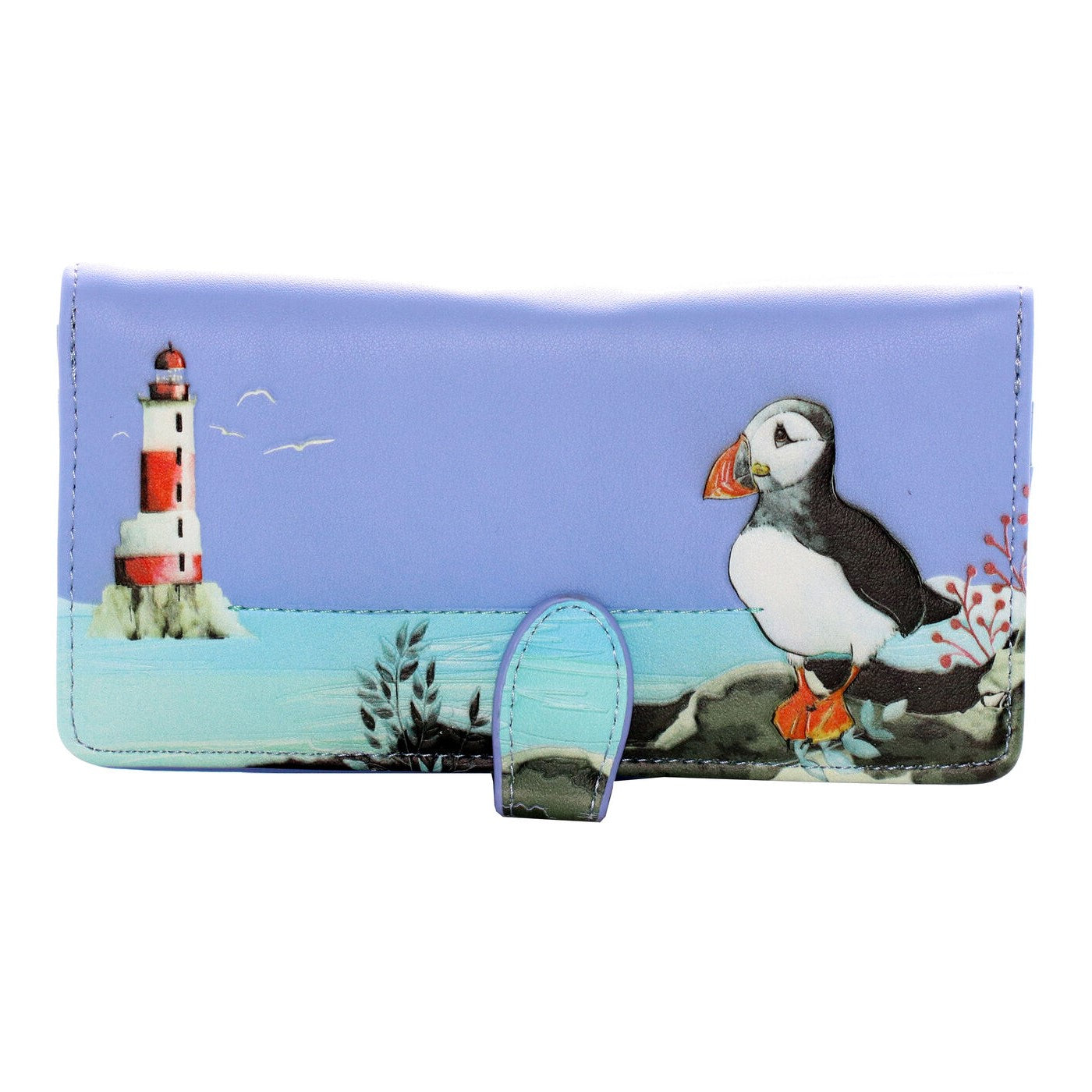 Shag Wear Puffin Lighthouse Wallet For Women - Large Zippered Vegan Leather Wallet, Blue, 7.5x4 Inches - View #10