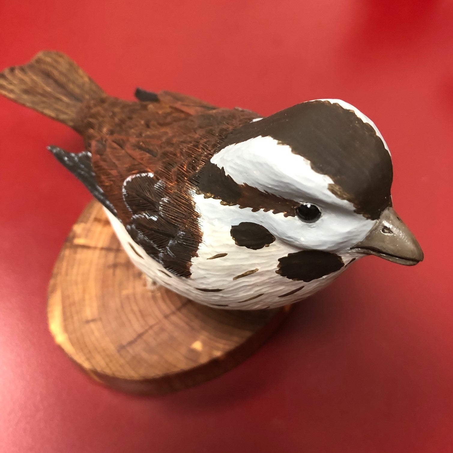 Song Sparrow Wood Carving