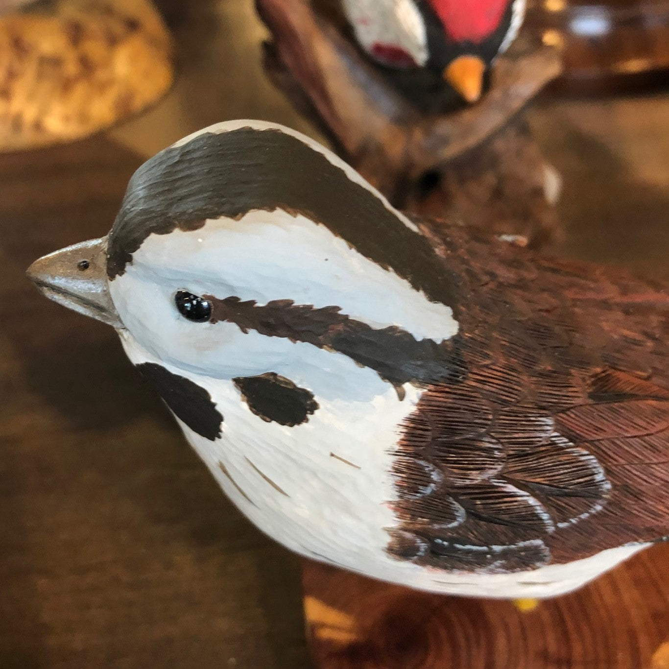 Song Sparrow Wood Carving