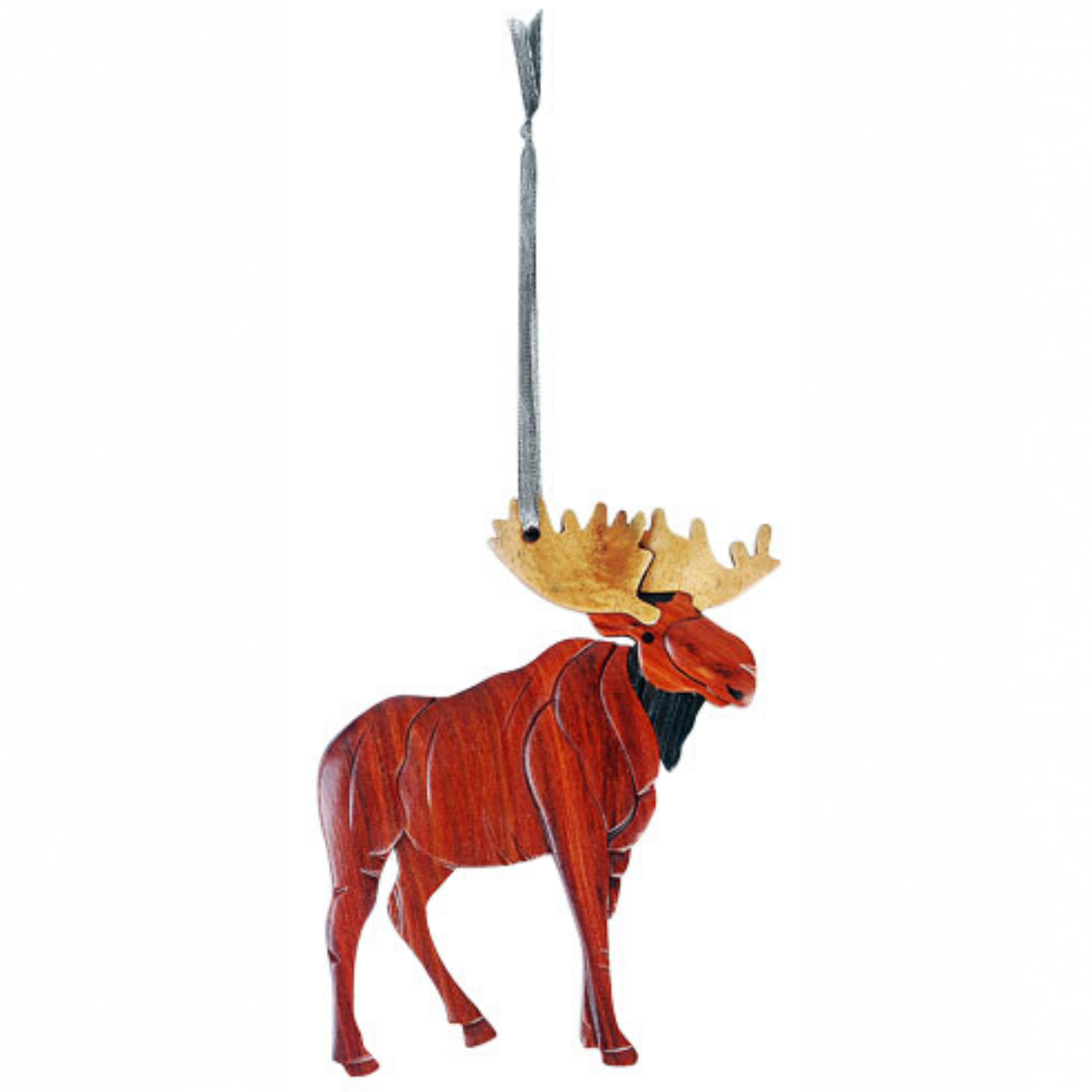 Standing Moose Wood Intarsia Ornament