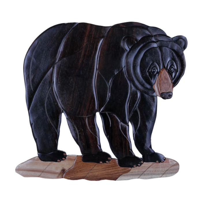 Standing Black Bear - Wood Intarsia Wall Hanging