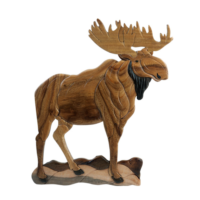 Standing Moose - Wood Intarsia Wall Hanging