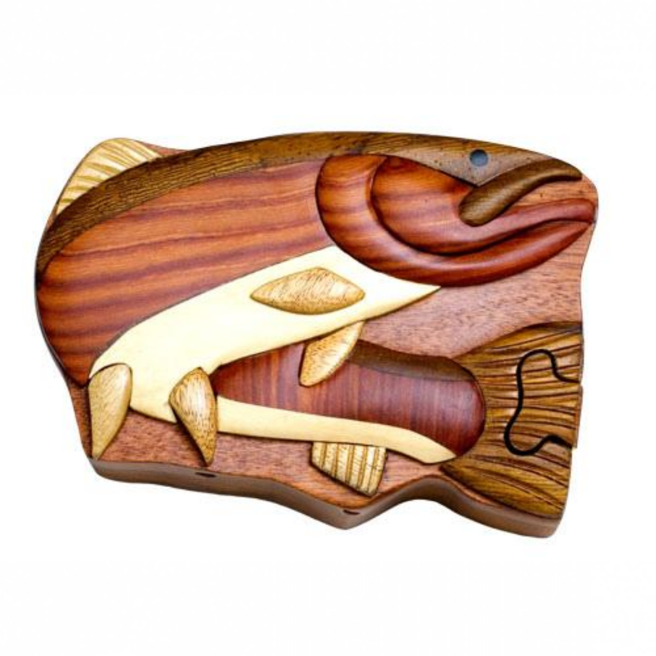 Steelhead Intarsia Wood Puzzle Box