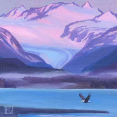 Eagle Evening - Wood Block by artist Francois Girard