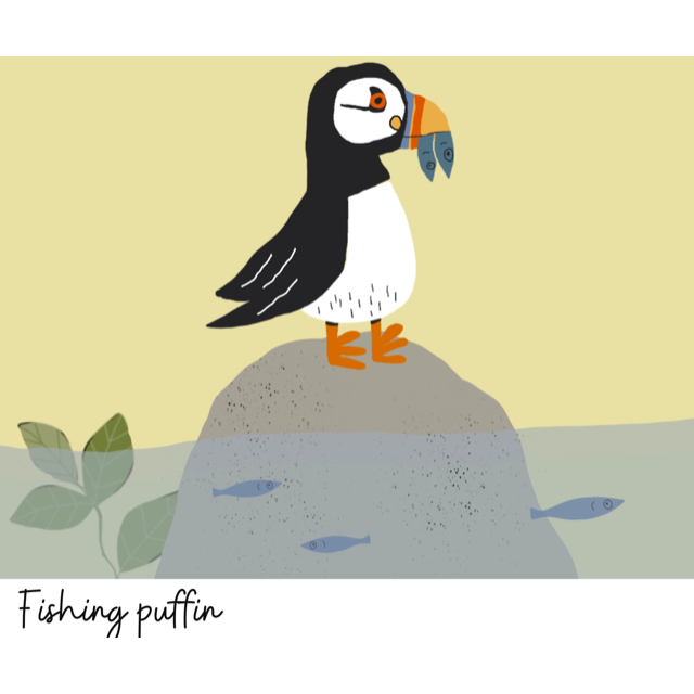 Fishing Puffin Greeting Card