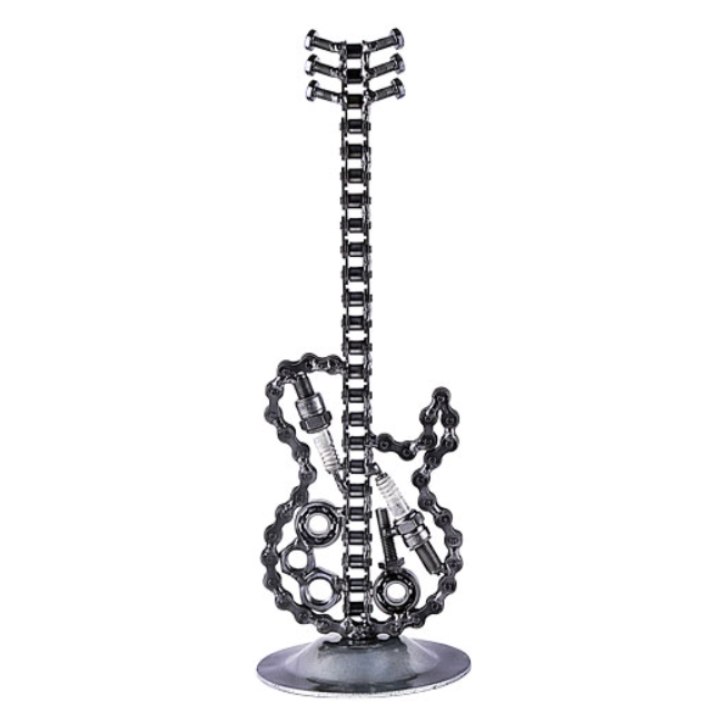 Large Guitar Metal Figurine