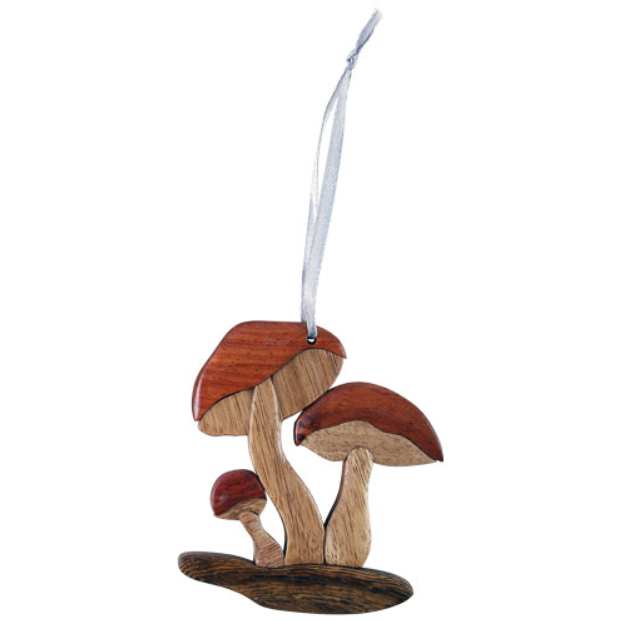 Mushroom Wood Intarsia Ornament