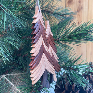 Pine Trees Intarsia Wood Ornament