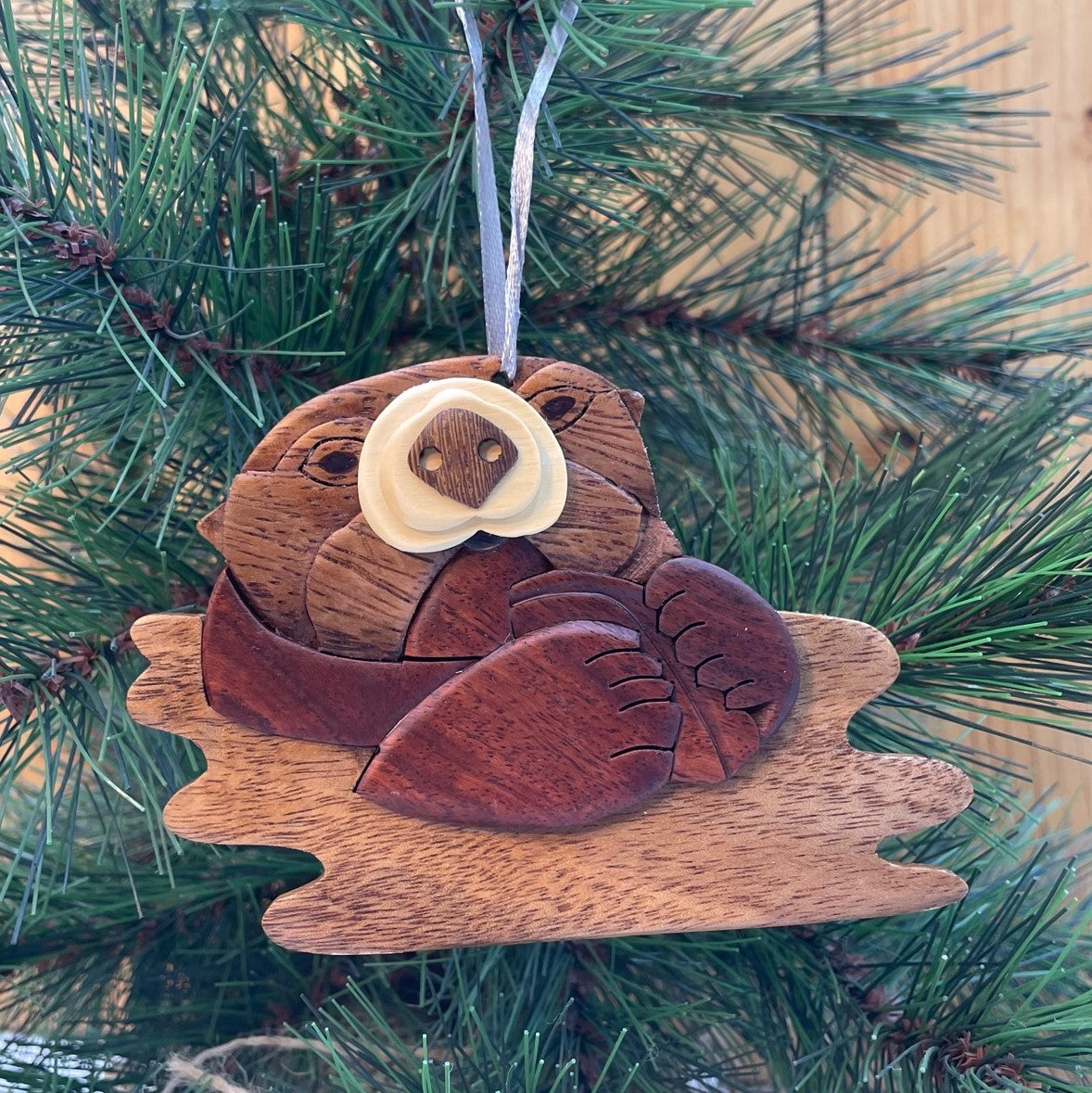 Otter Intarsia Wood Ornament