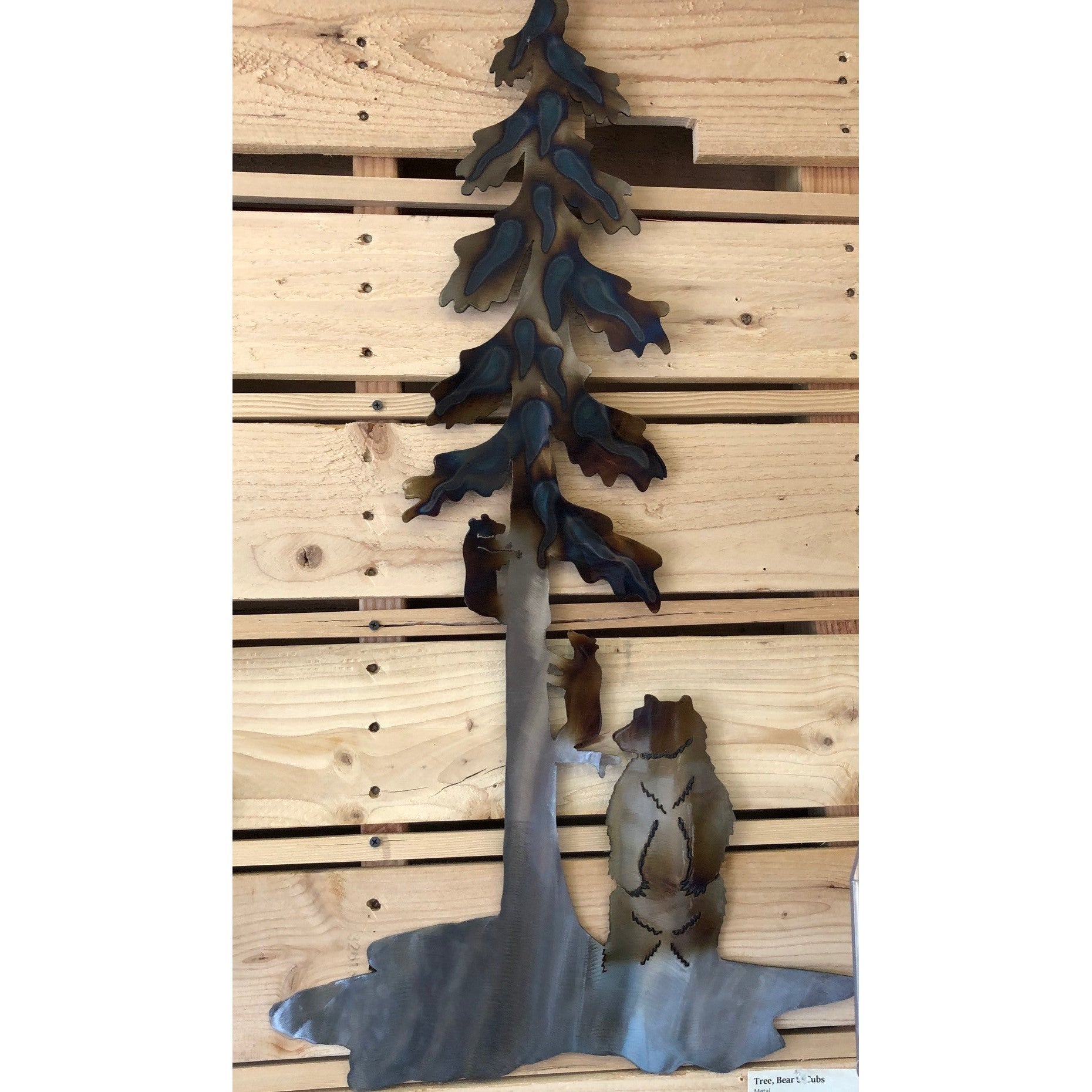 Tree, Bear & Cubs Metal Wall Art