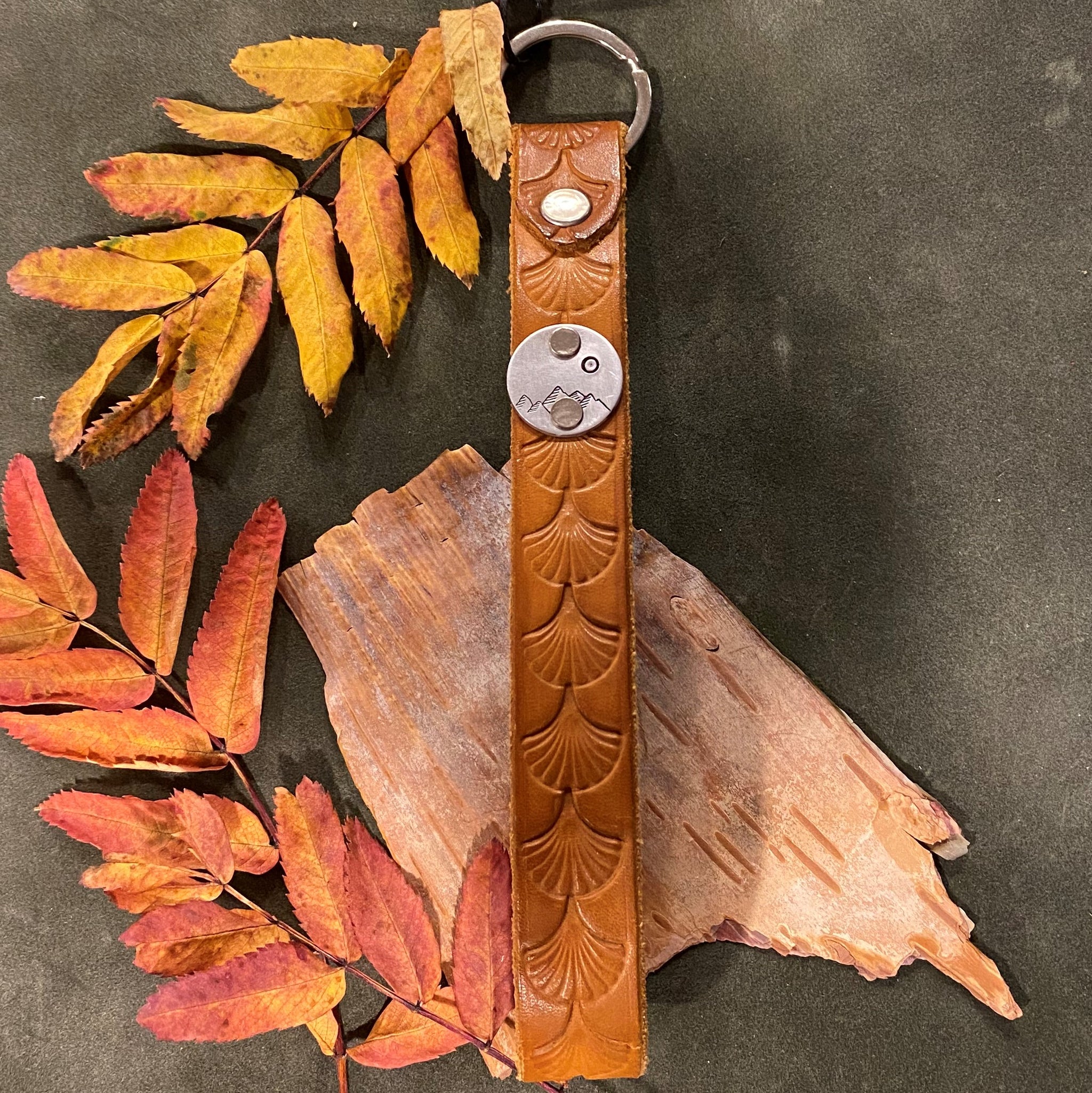 Vintage leather top key fob