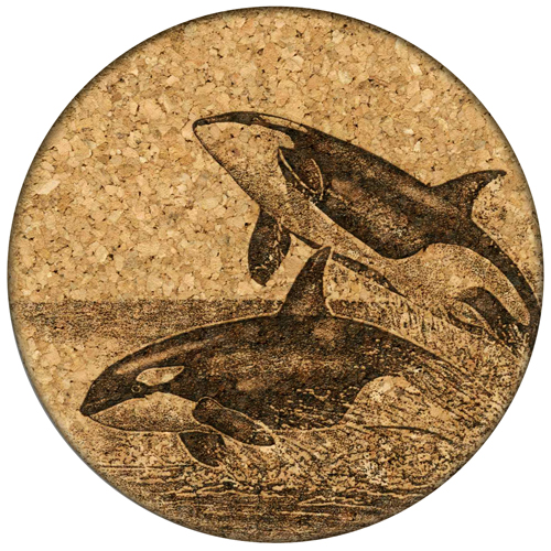 Orcas Wolves of the Sea Cork Coaster