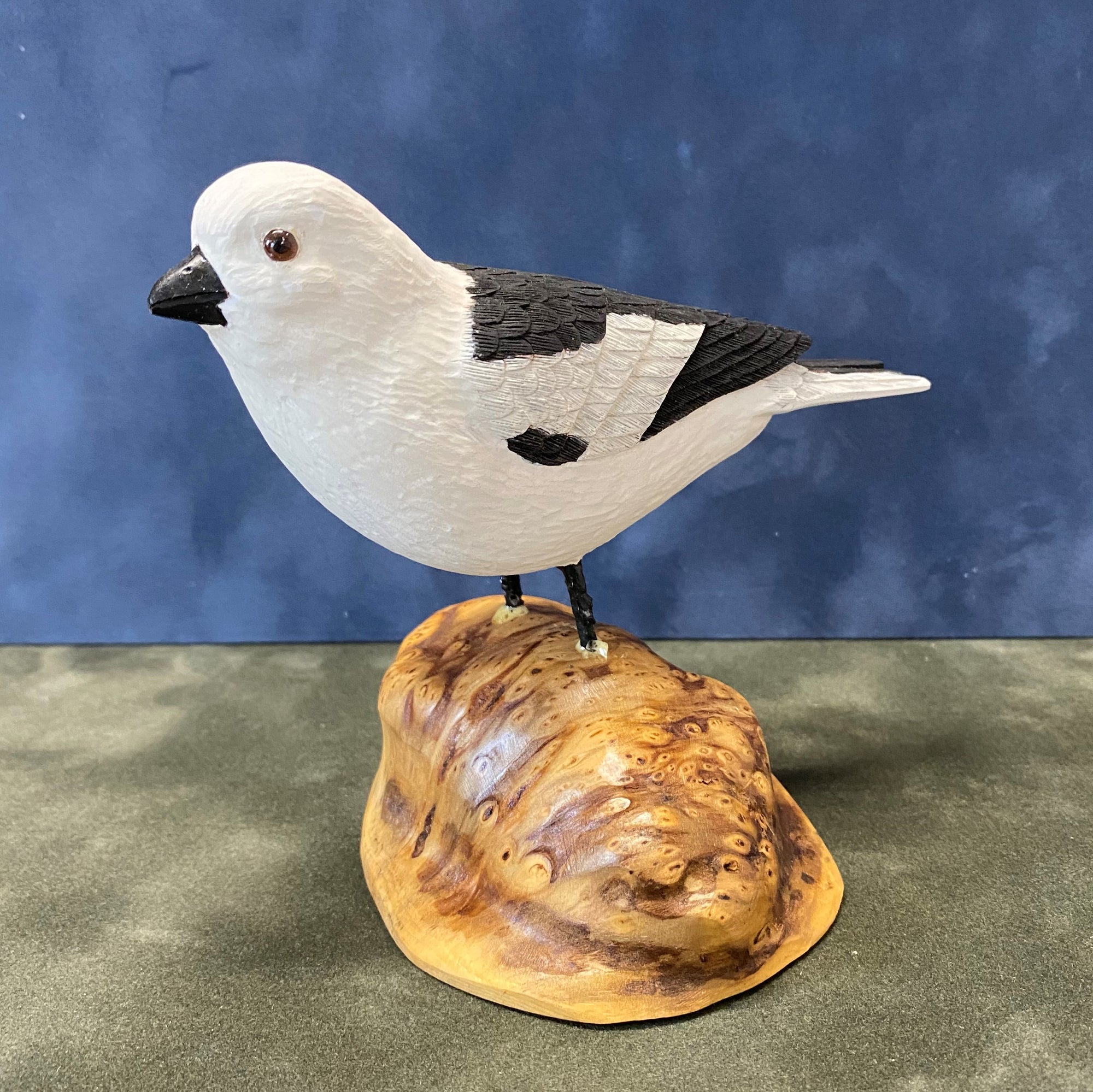 Snow Bunting Wood Carving