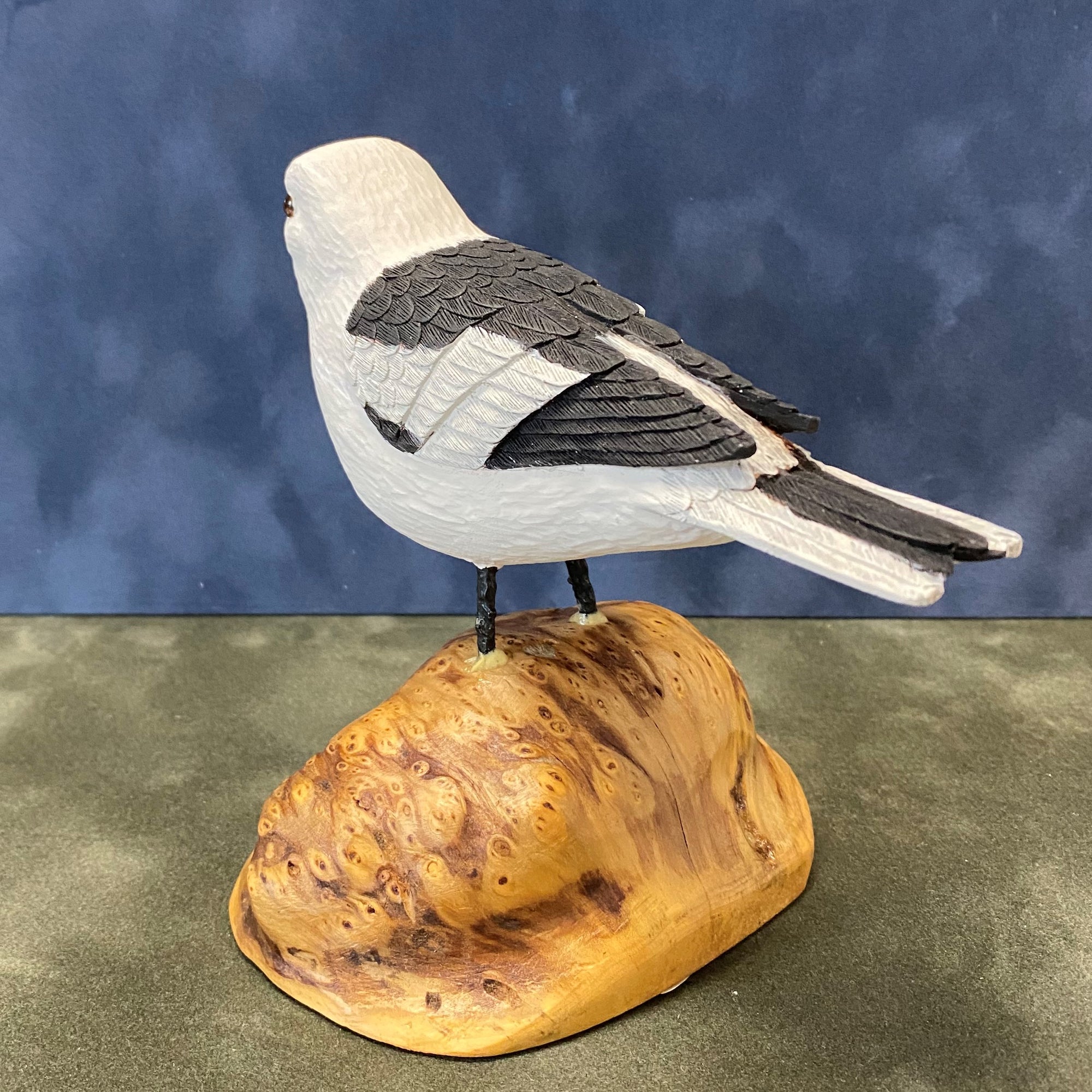 Snow Bunting Wood Carving