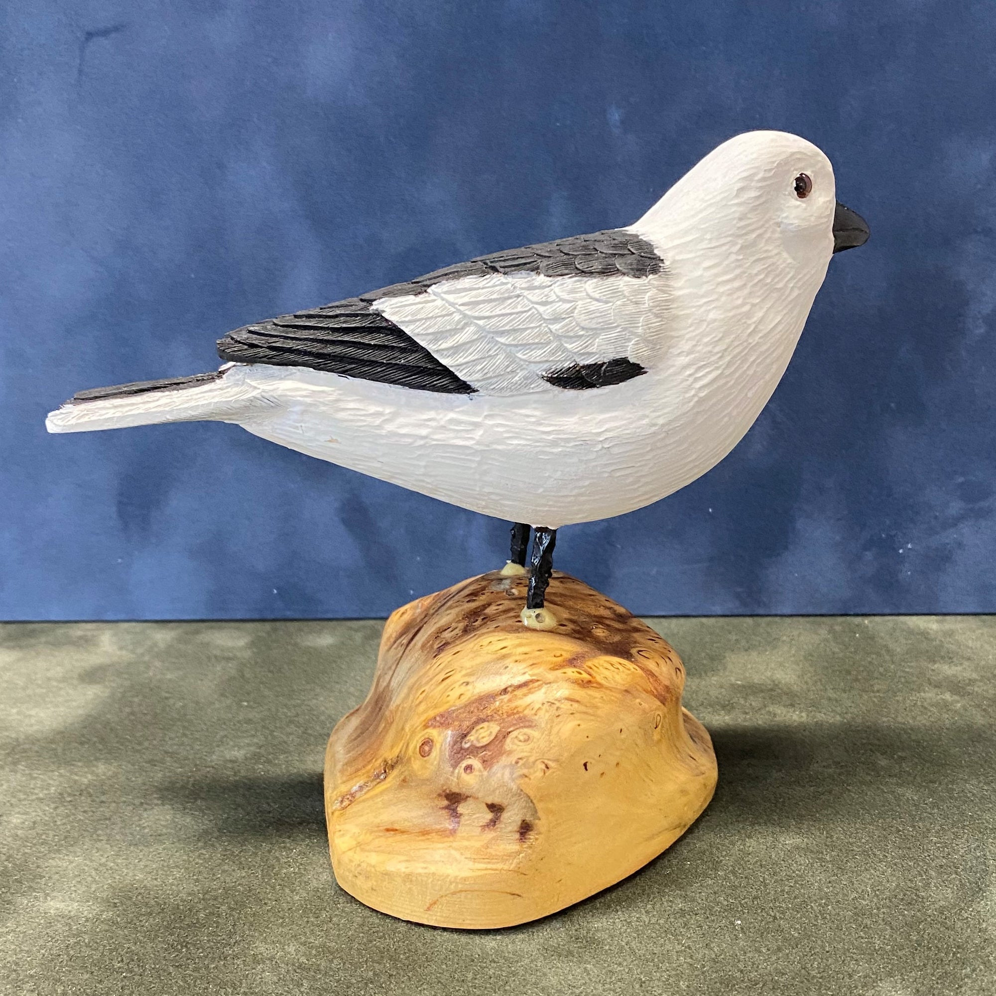 Snow Bunting Wood Carving