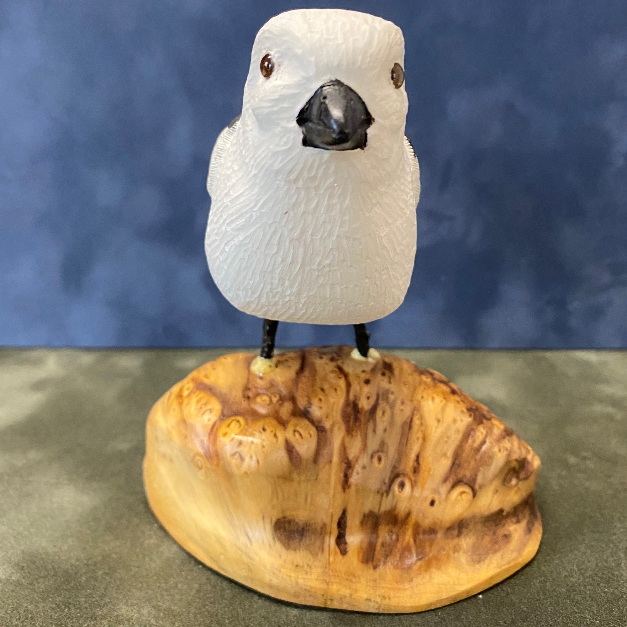 Snow Bunting Wood Carving