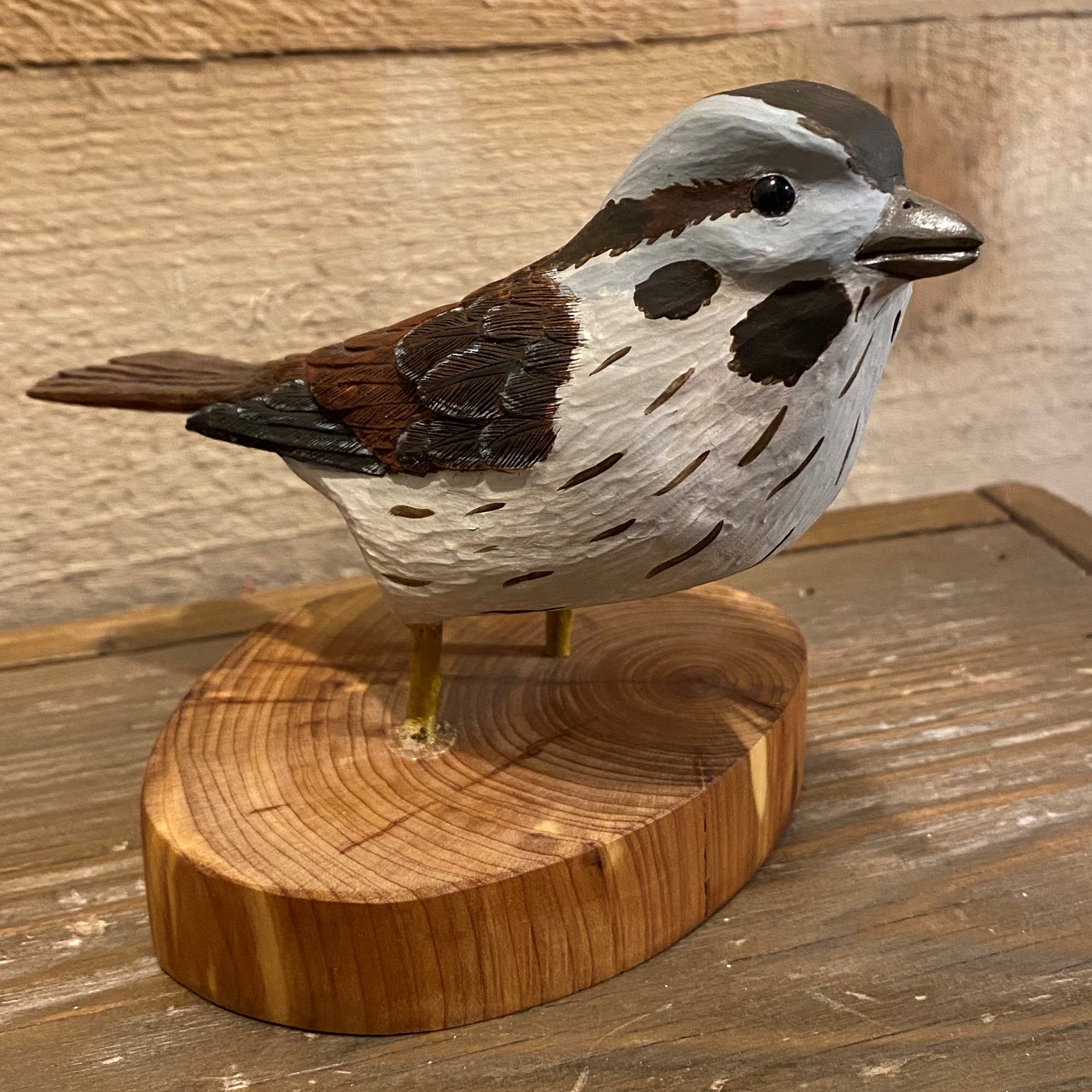 Song Sparrow Wood Carving