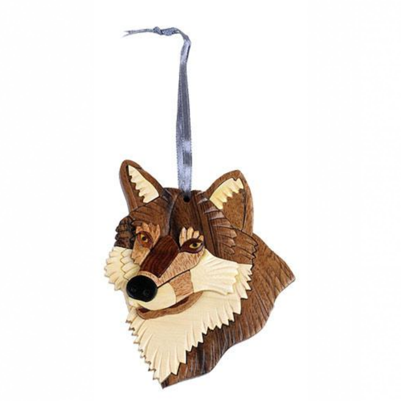 Wolf Instarsia Wood Ornament