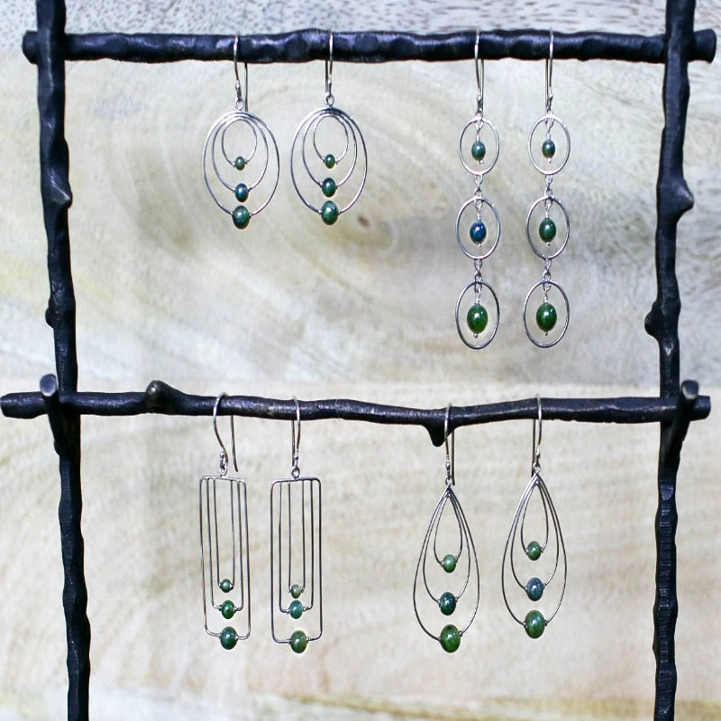 Jade Triple Rectangular Earrings