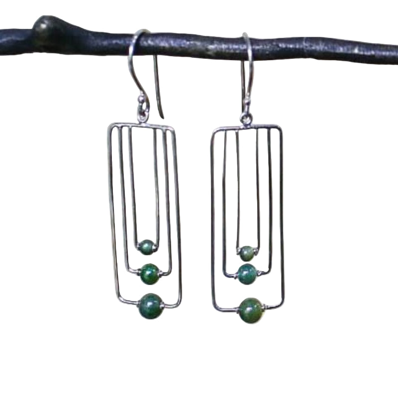 Jade Triple Rectangular Earrings