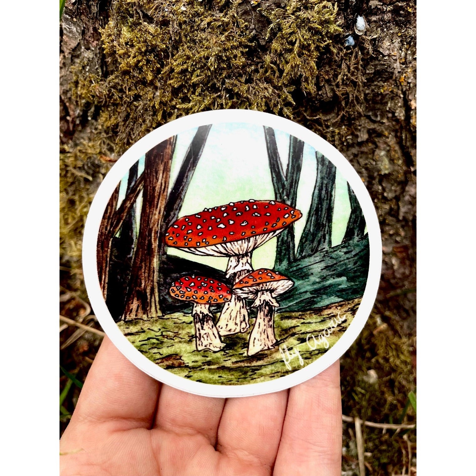 Fly Agaric Circle Sticker