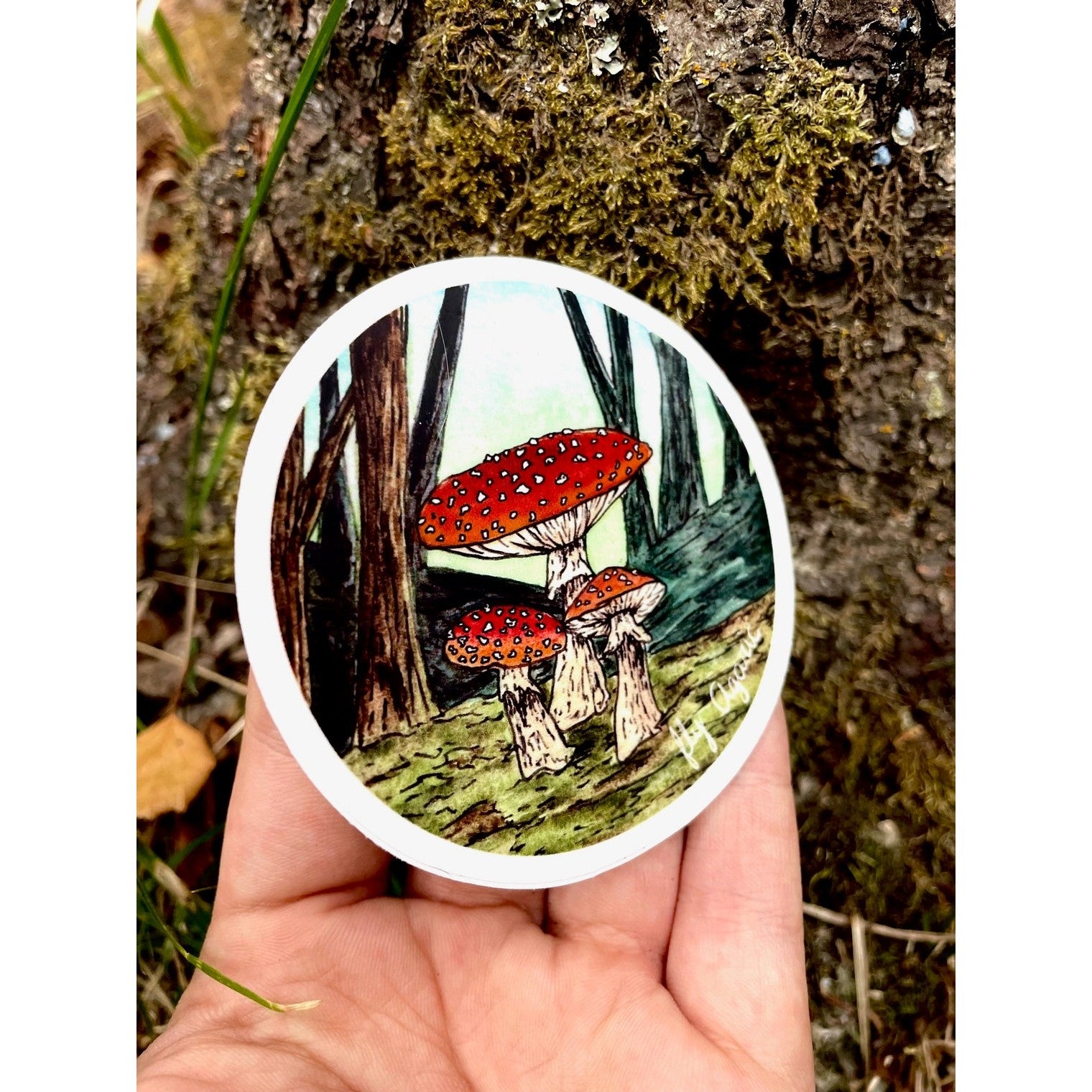 Fly Agaric Circle Sticker